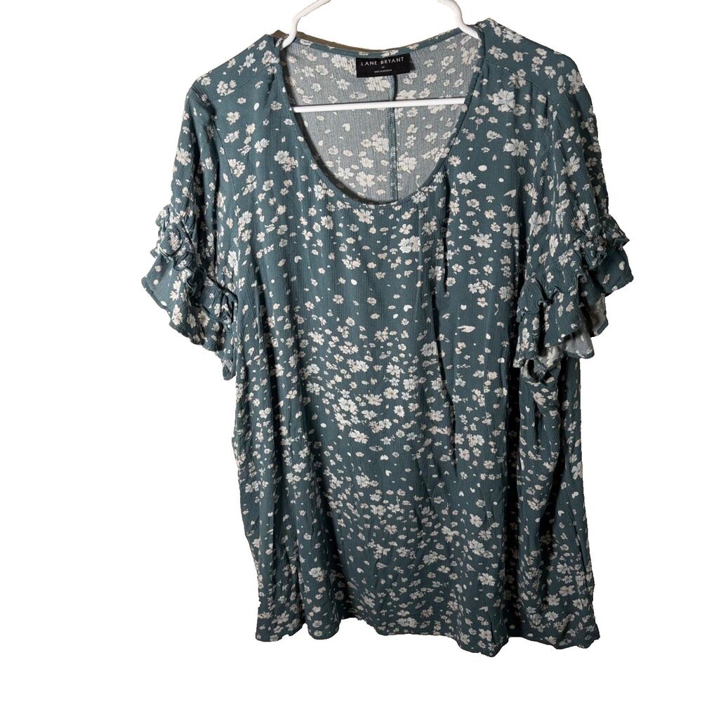 Lane Bryant T-Shirt Women's 22 Round Neck Short Sleeve Ruffle Casual Top